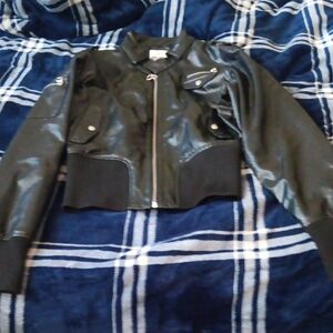 Black Cropped Leather Jacket